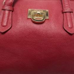 Dkny Red Leather Top Zip Tote