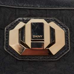 DKNY Black Signature Canvas and Leather Chain Shoulder Bag