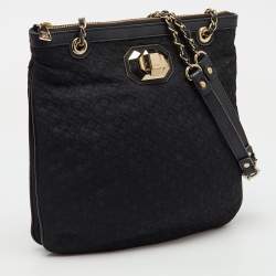 DKNY Black Signature Canvas and Leather Chain Shoulder Bag