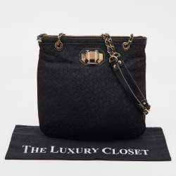 DKNY Black Signature Canvas and Leather Chain Shoulder Bag