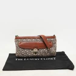 DKNY Beige/Brown Signature Canvas and Leather Shoulder Bag