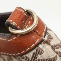 DKNY Beige/Brown Signature Canvas and Leather Shoulder Bag