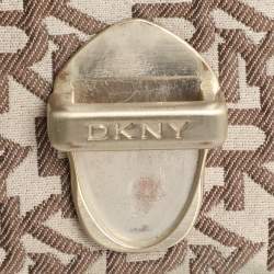 DKNY Beige/Brown Signature Canvas and Leather Shoulder Bag