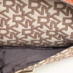 DKNY Beige/Brown Signature Canvas and Leather Shoulder Bag