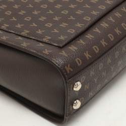 DKNY Brown Signature Coated Canvas Ava Zip Crossbody Bag