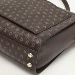 DKNY Brown Signature Coated Canvas Ava Zip Crossbody Bag