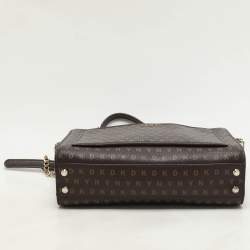 DKNY Brown Signature Coated Canvas Ava Zip Crossbody Bag