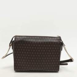 DKNY Brown Signature Coated Canvas Ava Zip Crossbody Bag