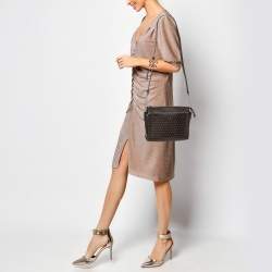 DKNY Brown Signature Coated Canvas Ava Zip Crossbody Bag