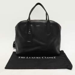 DKNY Black Leather Dome Satchel