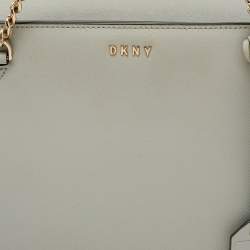 DKNY Light Grey Saffiano Leather Chain Tote