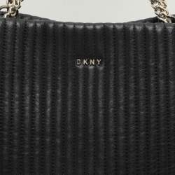 DKNY Black Quilted Leather Chain Tote