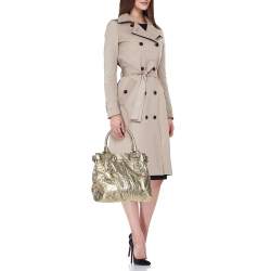 DKNY Gold Crinkled Leather Tote