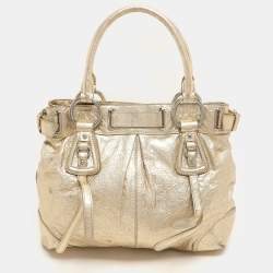 DKNY Gold Crinkled Leather Tote