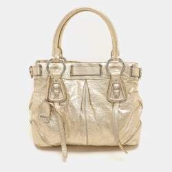 DKNY Gold Crinkled Leather Tote