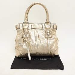 DKNY Gold Crinkled Leather Tote