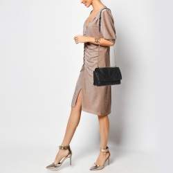 Dkny Black Quilted Leather Chain Flap Crossbody Bag