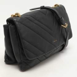 Dkny Black Quilted Leather Chain Flap Crossbody Bag