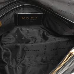 Dkny Black Quilted Leather Chain Flap Crossbody Bag
