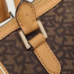 Dkny Brown/Tan Canvas and Leather Zip Tote