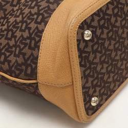 Dkny Brown/Tan Canvas and Leather Zip Tote