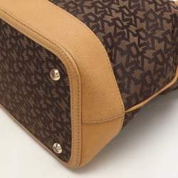 Dkny Brown/Tan Canvas and Leather Zip Tote