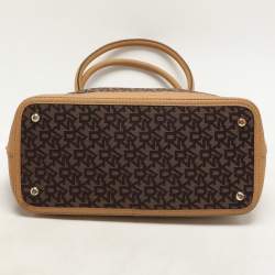 Dkny Brown/Tan Canvas and Leather Zip Tote