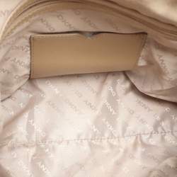 Dkny Brown/Tan Canvas and Leather Zip Tote