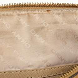 Dkny Brown/Tan Canvas and Leather Zip Tote