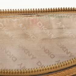 Dkny Brown/Tan Canvas and Leather Zip Tote