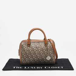 DKNY Tan/Beige Signature Coated Canvas Bryant Boston Bag