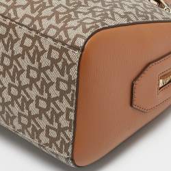 DKNY Tan/Beige Signature Coated Canvas Bryant Boston Bag