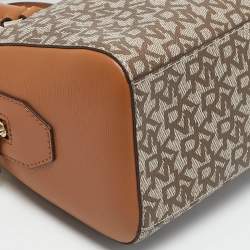 DKNY Tan/Beige Signature Coated Canvas Bryant Boston Bag