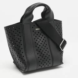 Pre Owned DKNY Black Faux Leather Mini Dakota Tote
