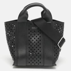 DKNY Black Faux Leather Mini Dakota Tote