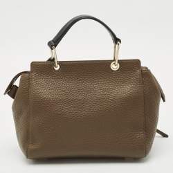 DKNY Dark Brown/Black Leather Greenwhich Top Handle Bag