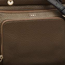 DKNY Dark Brown/Black Leather Greenwhich Top Handle Bag