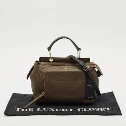 DKNY Dark Brown/Black Leather Greenwhich Top Handle Bag