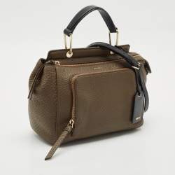 DKNY Dark Brown/Black Leather Greenwhich Top Handle Bag
