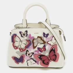 DKNY Multicolor Leather Butterflys Embellished Paige Satchel