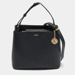 DKNY Black Leather Bryant Park Bucket Bag