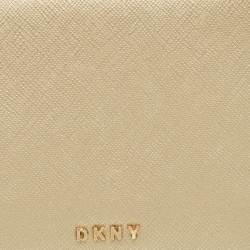 Pre Owned Dkny Gold Leather Trifold Wallet