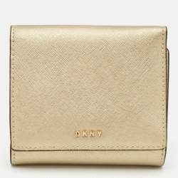 Dkny Gold Leather Trifold Wallet