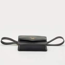 Dkny Black Leather Logo Flap Belt Bag