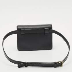 Dkny Black Leather Logo Flap Belt Bag