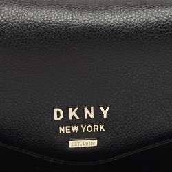 Dkny Black Leather Logo Flap Belt Bag