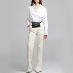 Dkny Black Leather Logo Flap Belt Bag