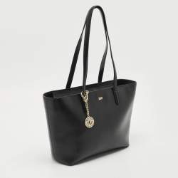 Dkny Black Leather Bryant Zip Tote