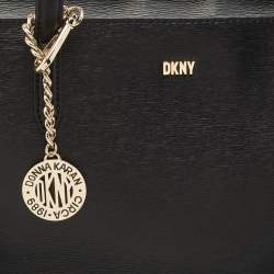 Dkny Black Leather Bryant Zip Tote