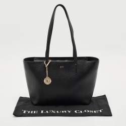 Dkny Black Leather Bryant Zip Tote